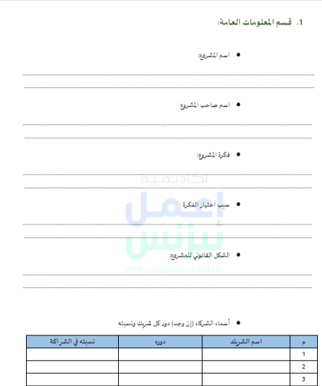 نموذج دراسة الجدوى الاقتصادية